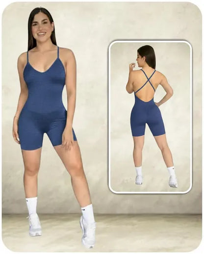 Enterizo Corto Liso Tiras - BF