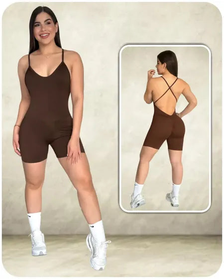 Enterizo Corto Liso Tiras - BF