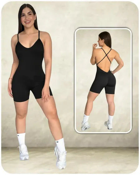 Enterizo Corto Liso Tiras - BF