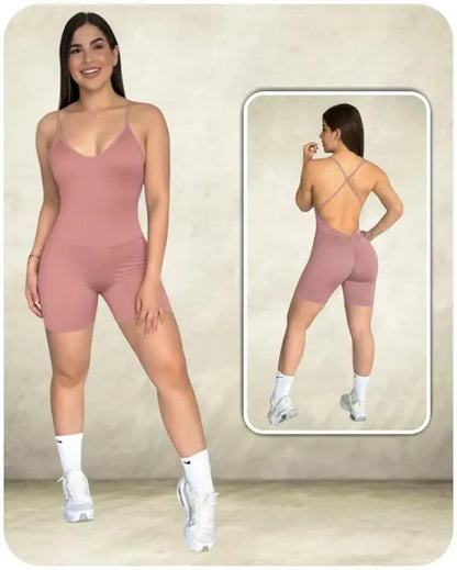 Enterizo Corto Liso Tiras - BF